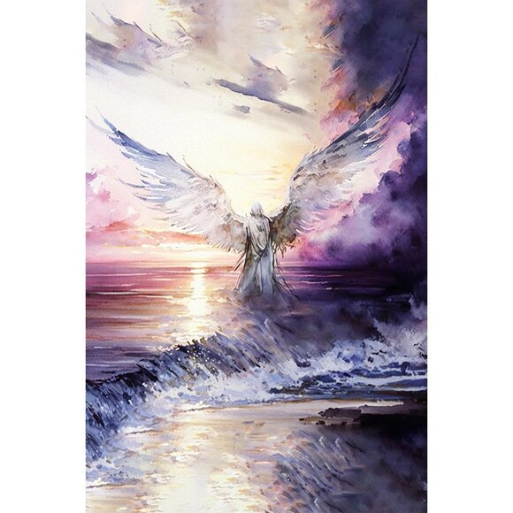 20x30 Angel Over the Ocean Watercolor Art Oil Painting Large Poster - Picture 3 of 4